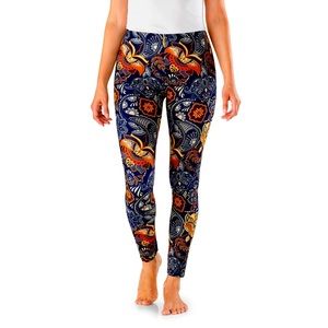 2X Northstyle Leggings, Blue and Orange Paisley Pattern